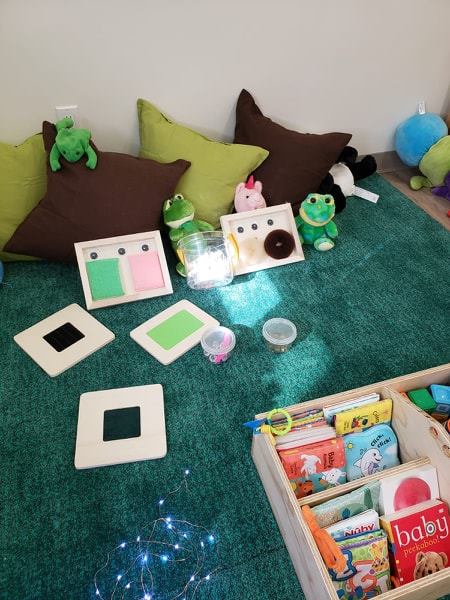 Reading corner with cushions